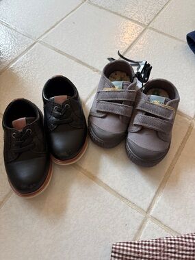 Boys Gray Velcro shoes and Dress Shoes